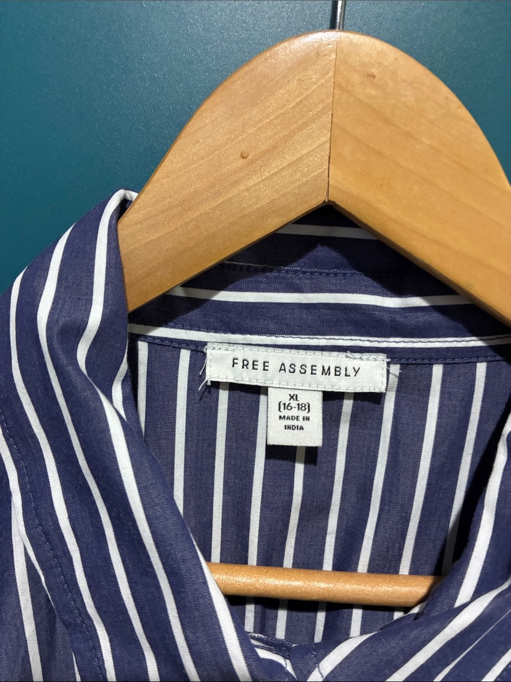 Free Assembly Striped Navy Blue Women’s Shirt Dress NWT XL 16-18 - Picture 2 of 6